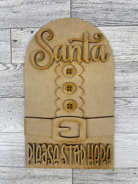 Santa Please Stop Here Arch Frame Insert cutouts - unpainted wooden cutouts, ready for you to paint