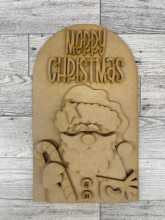Merry Christmas Santa Arch Frame Insert cutouts - unpainted wooden cutouts, ready for you to paint