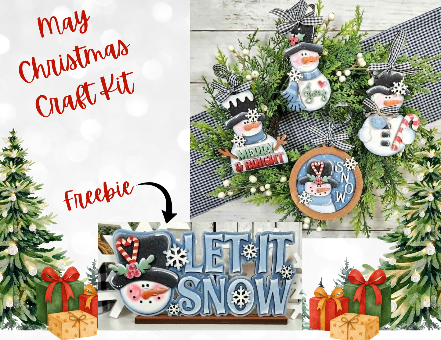 May 2026 - Dar's Christmas Craft Club - unpainted wood cutouts, ready for you to paint
