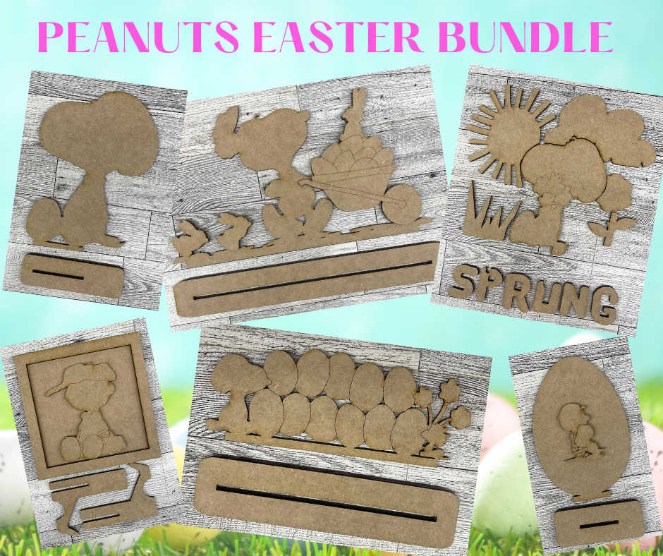 33 piece Peanuts Easter Cutout Bundle - unpainted wood ready for you to paint
