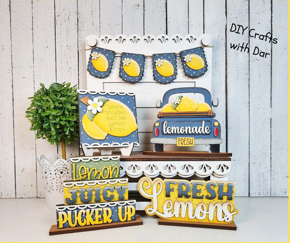 Lemon Decor Bundle - wood cutouts - unpainted wooden cutouts, ready for you to paint