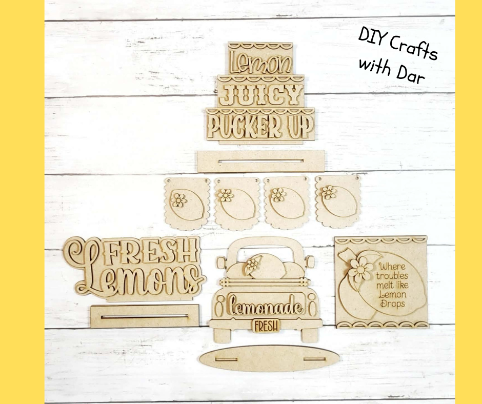Lemon Decor Bundle - wood cutouts - unpainted wooden cutouts, ready for you to paint