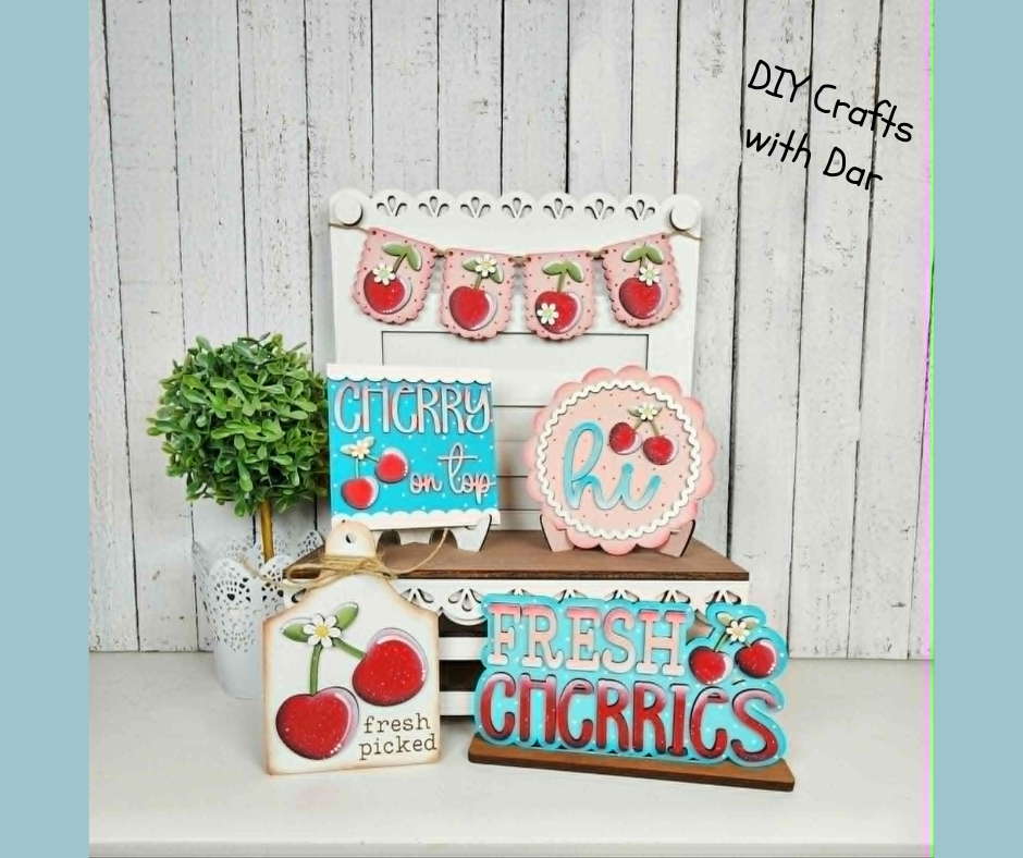Cherry Decor Bundle - wood cutouts - unpainted wooden cutouts, ready for you to paint