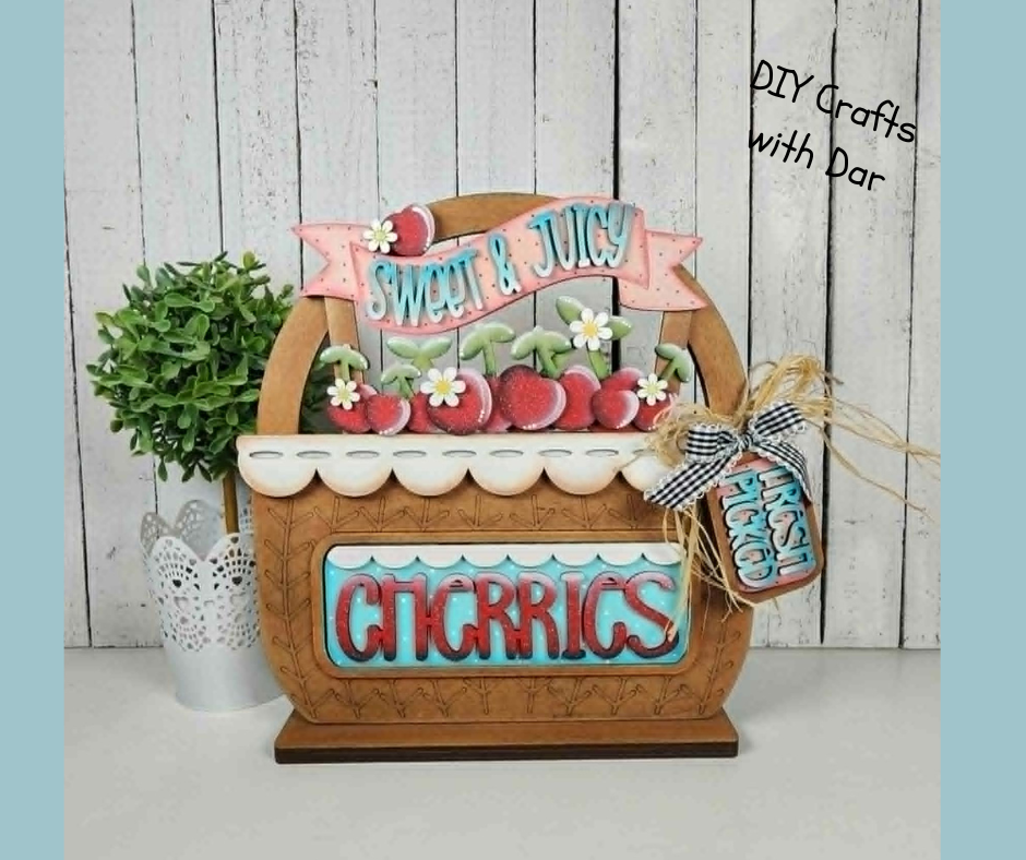 Cherry Basket or Truck Inserts - wood cutouts - unpainted wooden cutouts, ready for you to paint