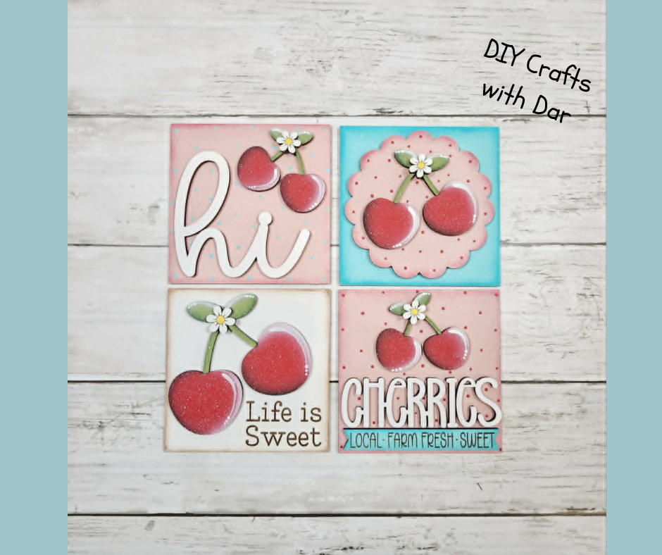 Cherry Blocks - set of 4 - wood cutouts - unpainted wooden cutouts, ready for you to paint
