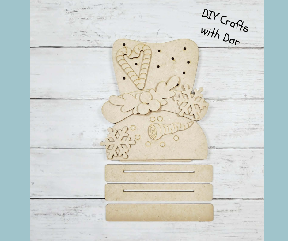 May 2026 - Add On - Candy Cane Snowman Lighted Stander - unpainted wood cutouts, ready for you to paint