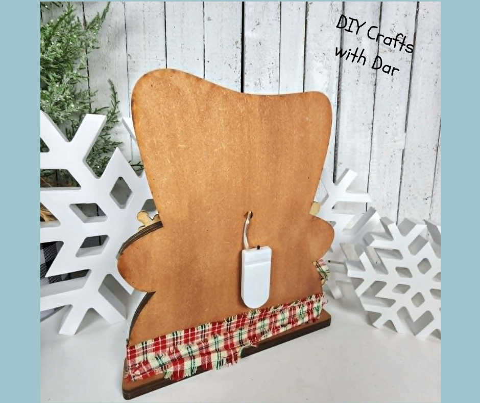 May 2026 - Add On - Candy Cane Snowman Lighted Stander - unpainted wood cutouts, ready for you to paint