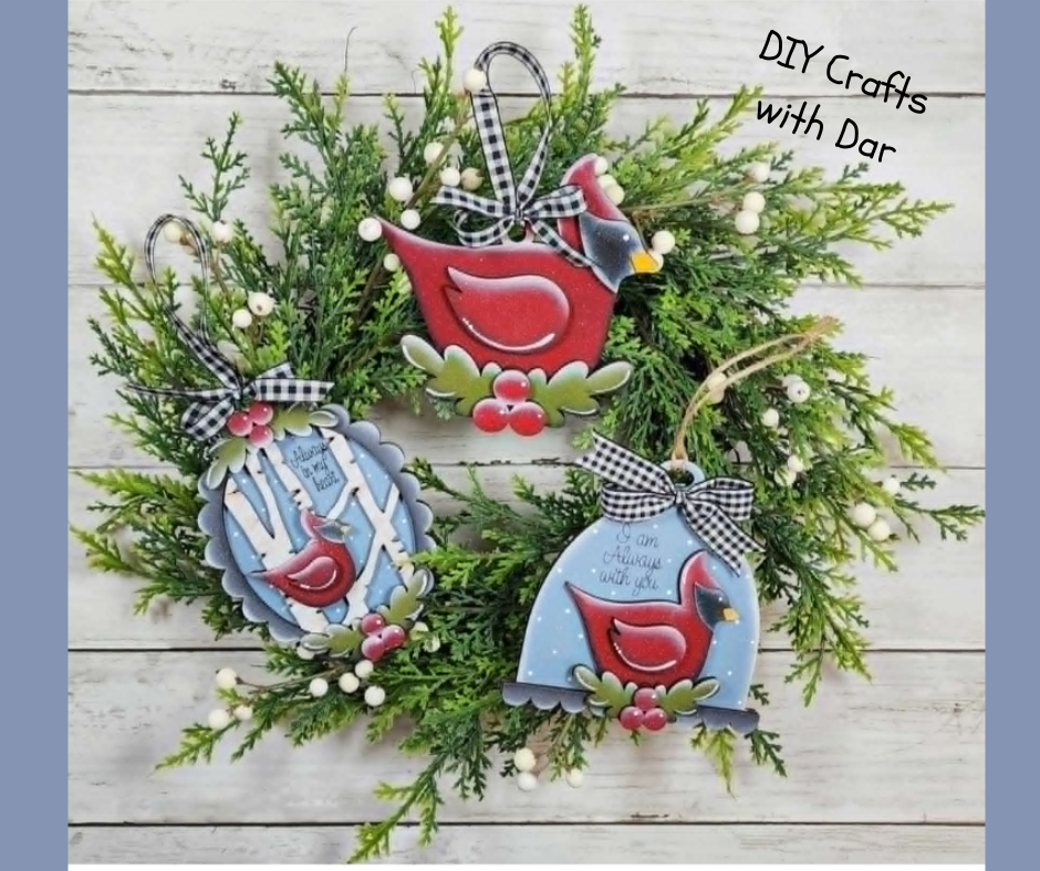 Cardinal Christmas Ornaments set of 3 - unpainted cutouts, ready for you to paint