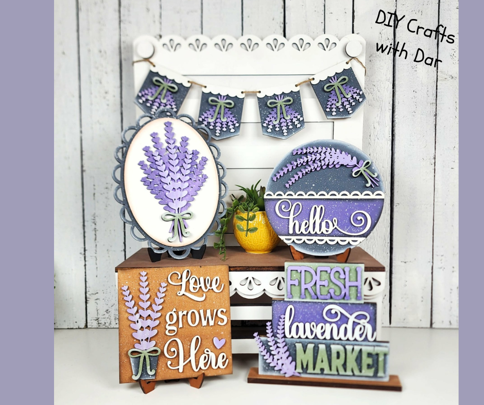 Lavender Decor Bundle - wood  cutouts - unpainted wooden cutouts, ready for you to paint