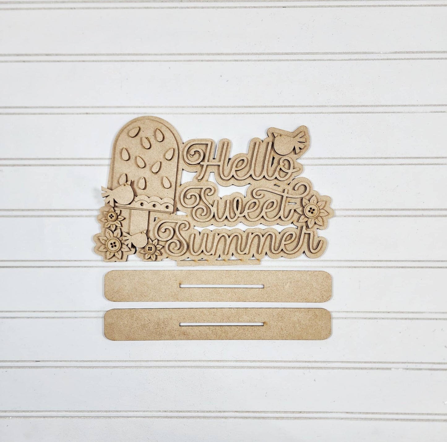 Hello Sweet Summer Word Stander - Vintage Watermelon Collection unpainted wooden cutout, ready for you to paint