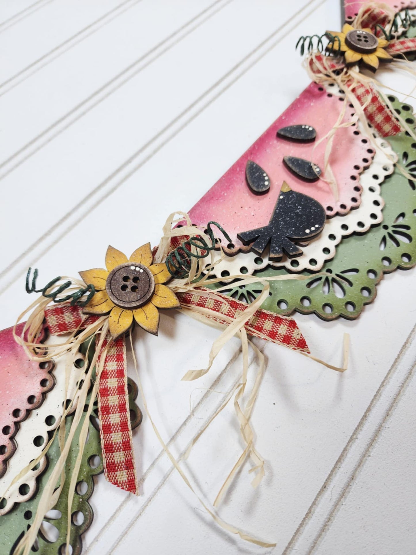 Vintage Watermelon Banner - unpainted wooden cutouts, ready for you to paint