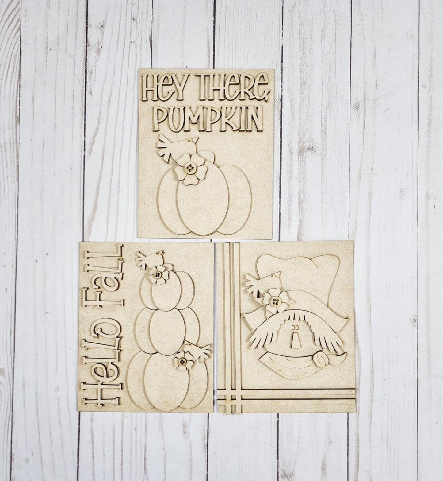 Fall Scarecrow Sign Trio - unpainted cutouts