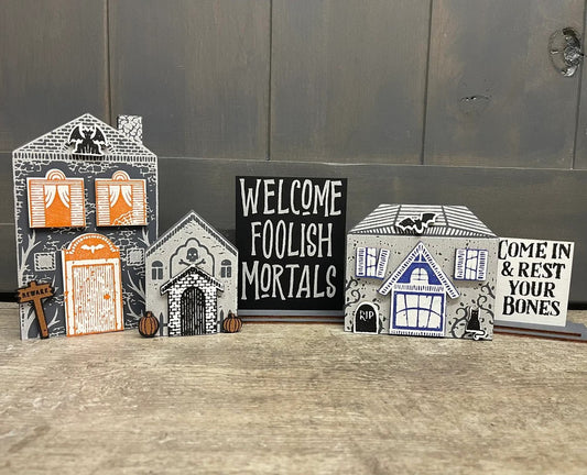 Halloween Houses add on cutouts, unpainted wood cutouts, ready for you to paint