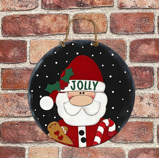 Santa sign kit, unpainted wooden cutouts - ready for you to paint, includes the circle