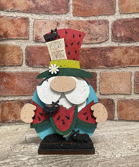 Watermelon Gnome cutouts, unpainted wooden cutout - Qty 1, ready for you to paint