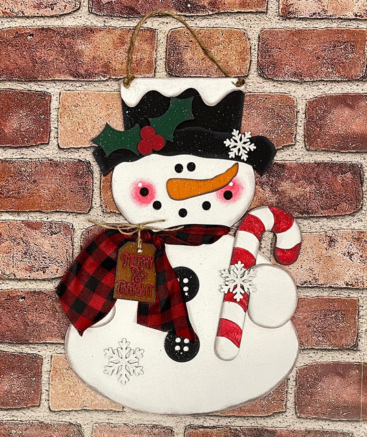 Snowman Door sign 14 inches tall, wood cutouts, unpainted ready for you to finish