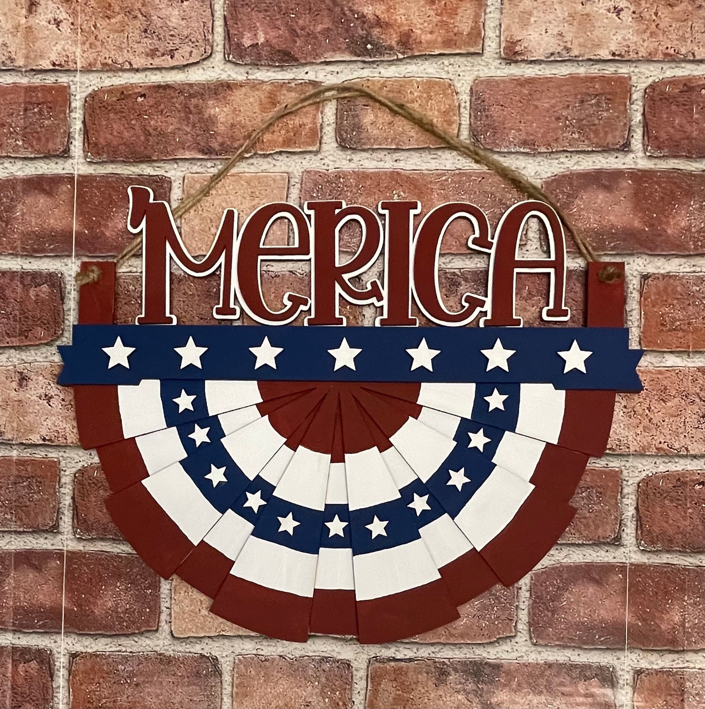 Patriotic Bunting with changeable words unpainted wood cutouts, ready for you to paint