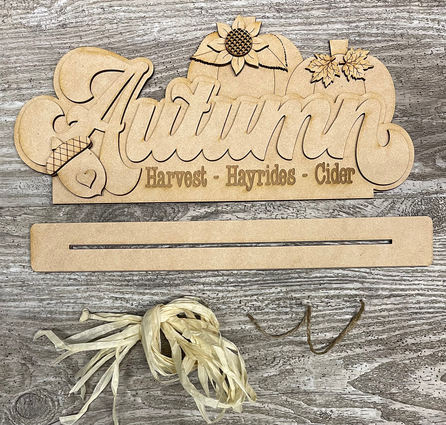 Autumn - word sign kit - unpainted wood cutouts