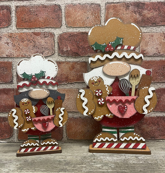 Gingerbread Gnome, 2 sizes, cutout, unpainted wooden cutout, ready for you to paint