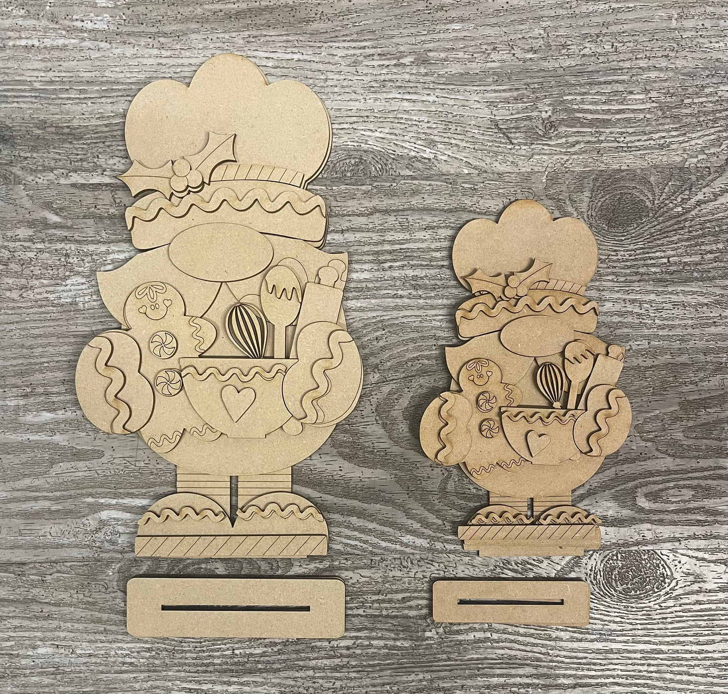 Gingerbread Gnome, 2 sizes, cutout, unpainted wooden cutout, ready for you to paint