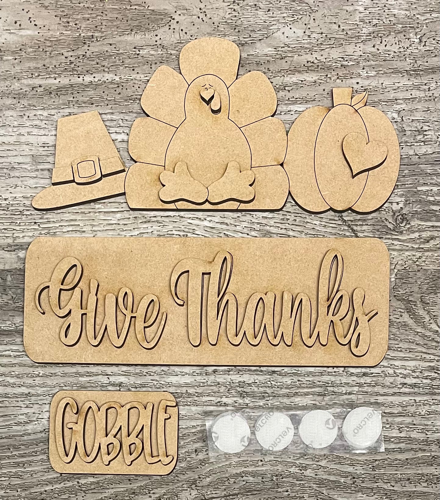 Thanksgiving Turkey Truck insert only, unpainted wood cutouts, ready for you to paint,