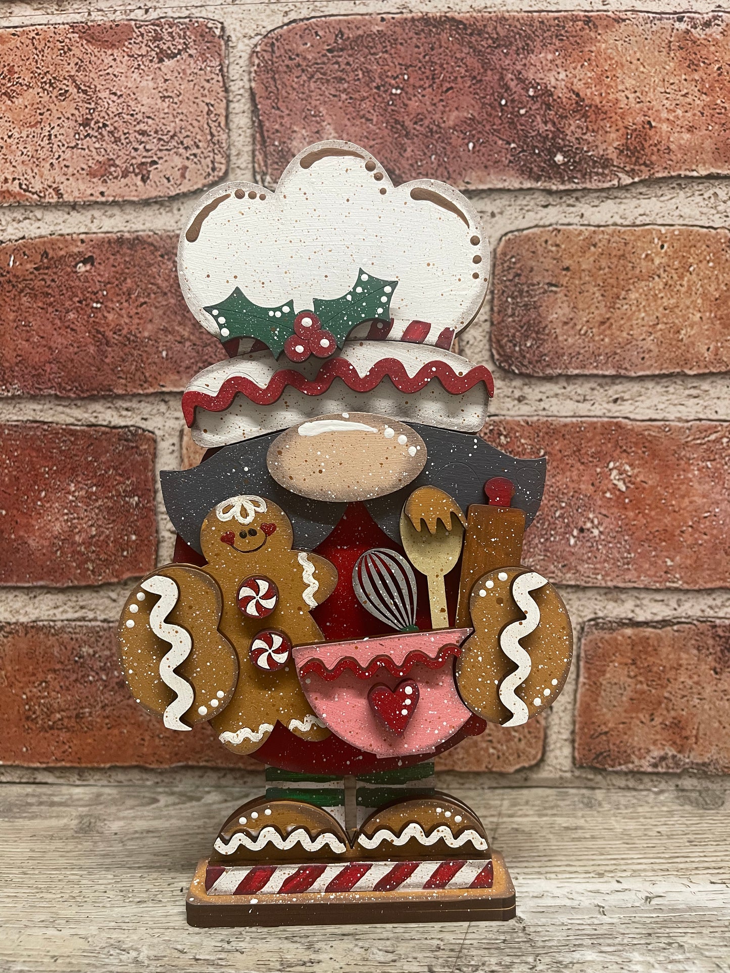 Gingerbread Gnome, 2 sizes, cutout, unpainted wooden cutout, ready for you to paint