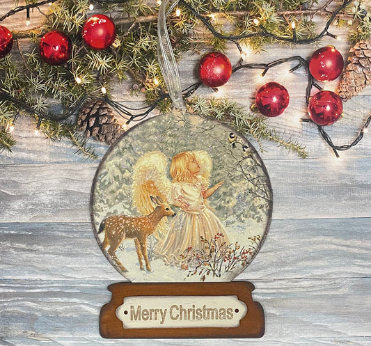 Christmas Globe Angel Ornament kit, wood cutouts, unpainted ready for you to finish