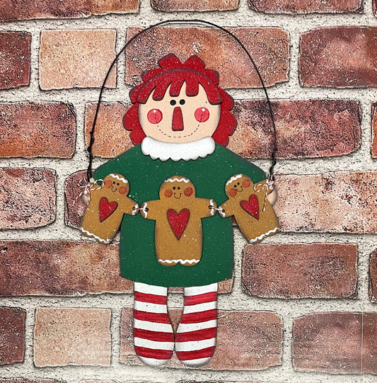 Raggedy Ann Gingerbread Man sign wood cutouts, unpainted ready for you to finish