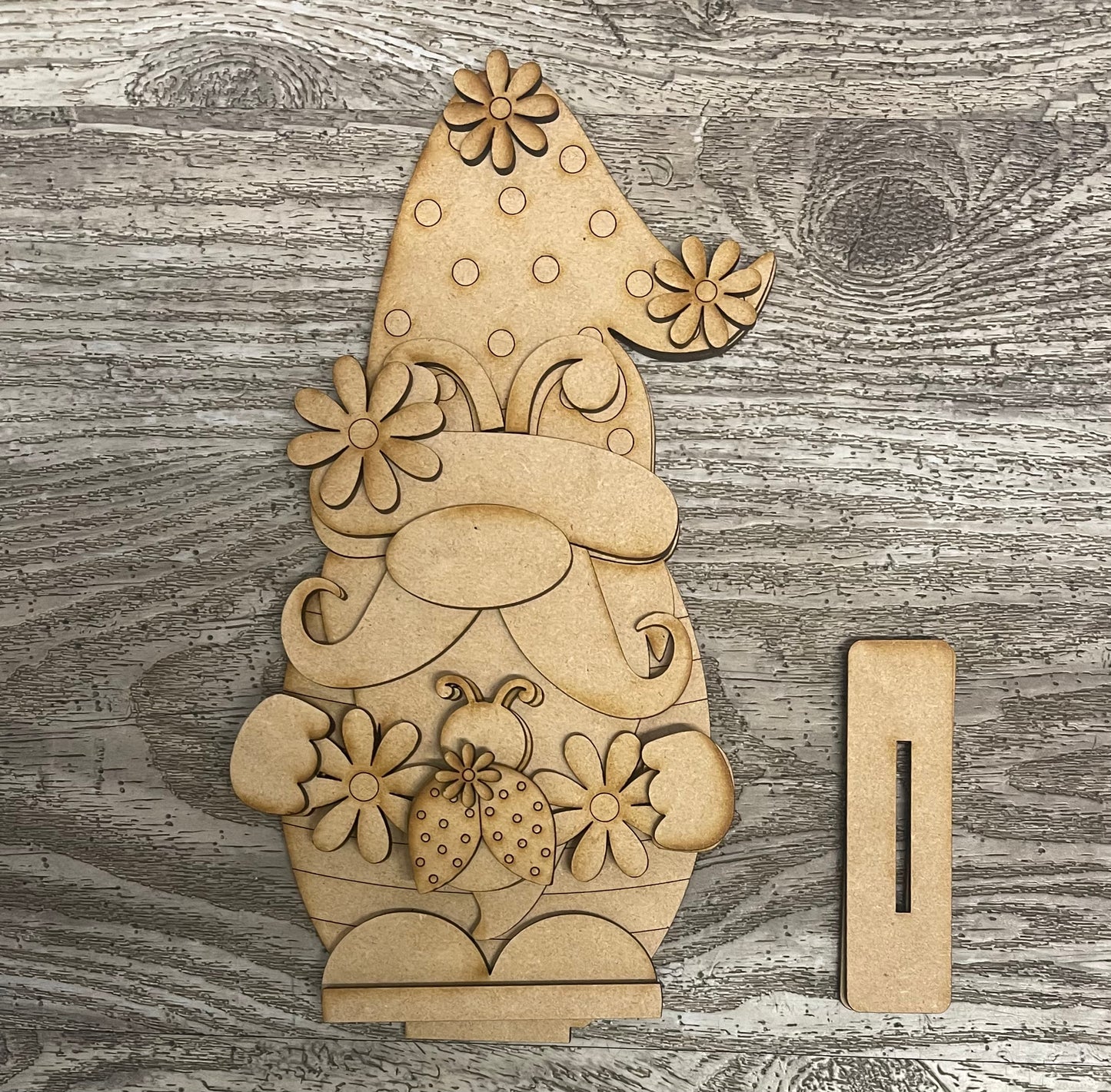 Ladybug Gnome cutout, unpainted wooden cutout - ready for you to paint