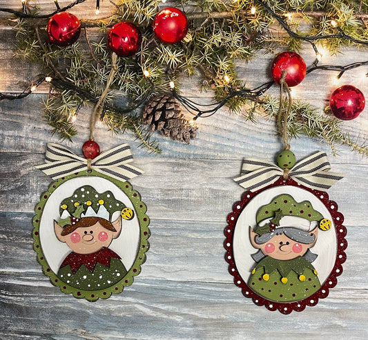 Both - Elf Boy & Girl Ornaments wood cutouts, unpainted wooden cutout, ready for you to paint