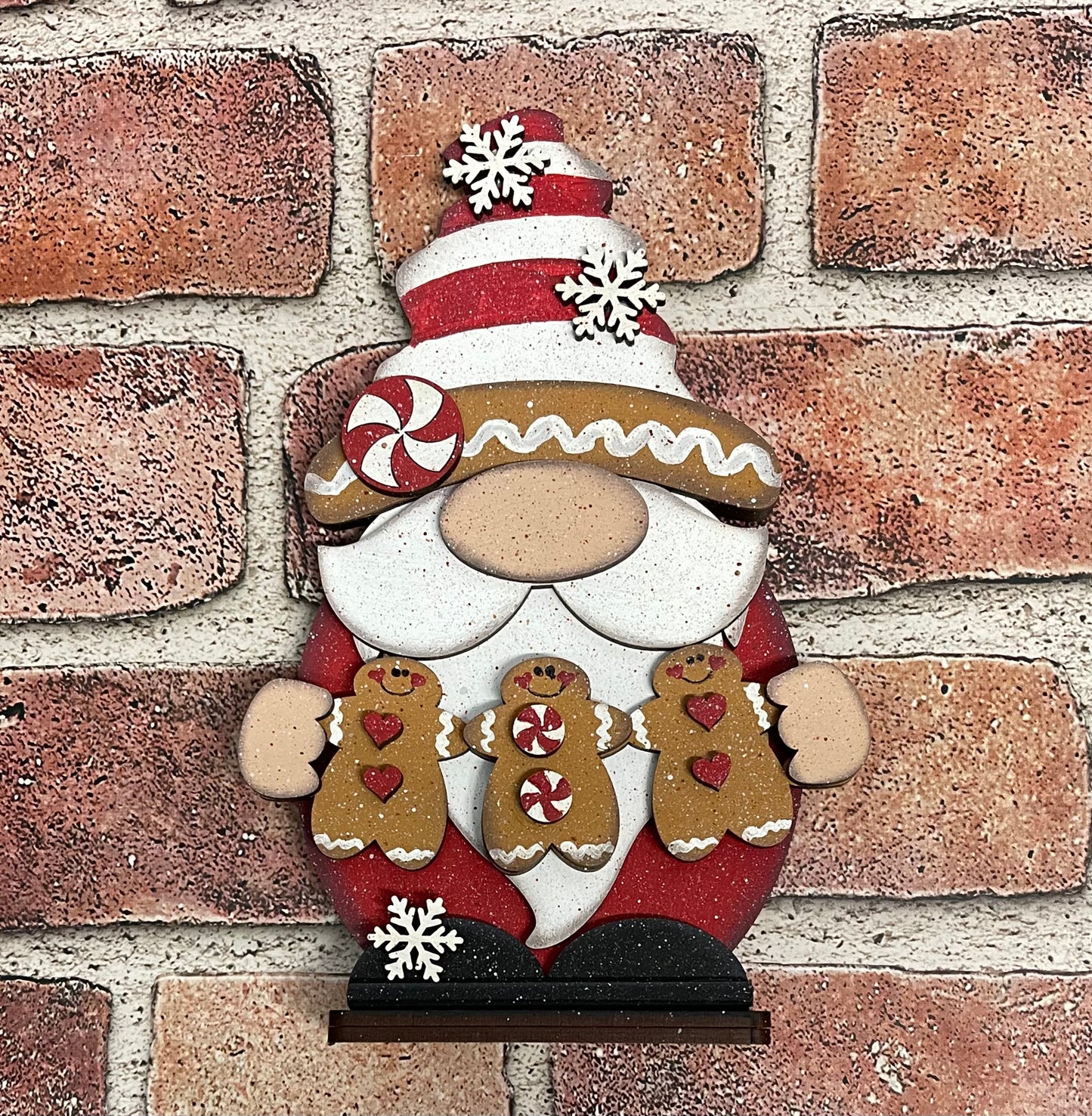 Christmas Gnome holding Gingerbread unpainted cutouts