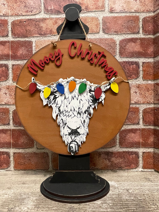 Mooey Christmas Highland Cow sign and cutouts - unpainted wooden cutouts, ready for you to paint