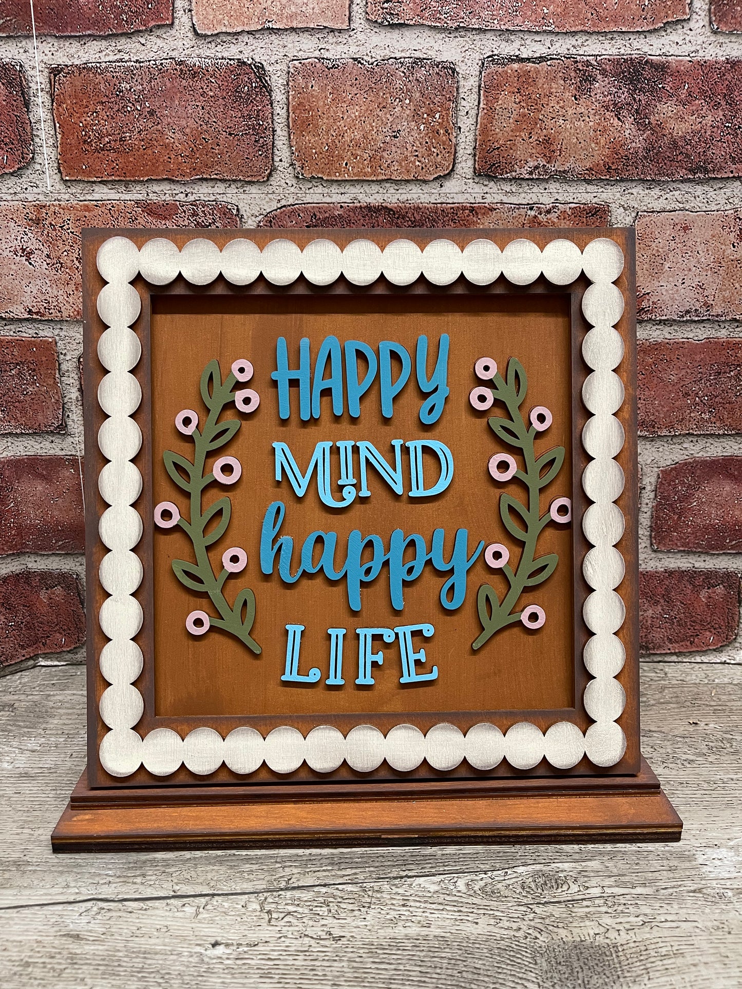 August everyday Happy Mind Happy Life Unpainted Changeable Frame with the removable Everyday piece ready for you to paint