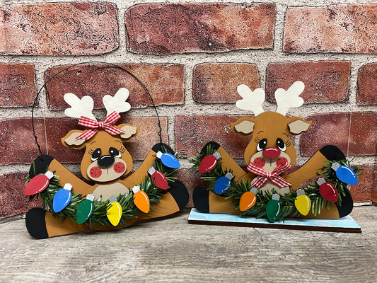 Reindeer Christmas Sitter or Ornaments, wood cutouts, unpainted ready for you to finish