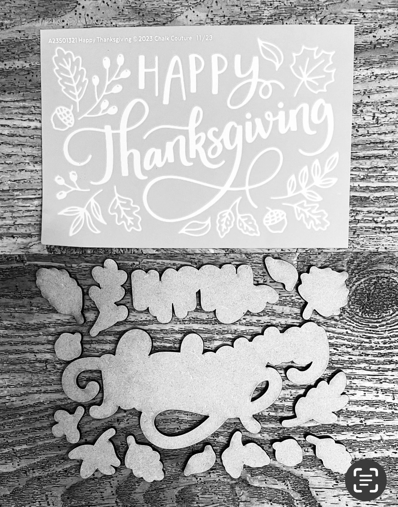 Happy Thanksgiving cutouts only, no sign, wood cutouts, unpainted ready for you to finish