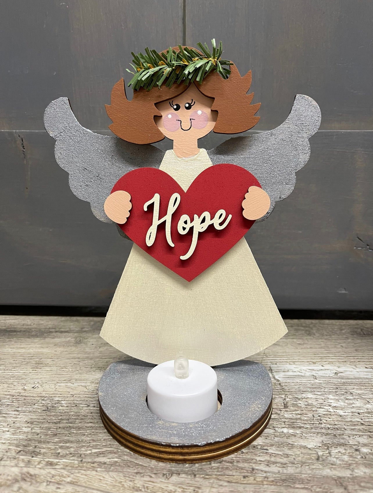 Angel Tea light kit, unpainted ready for you to finish, with jute and beads