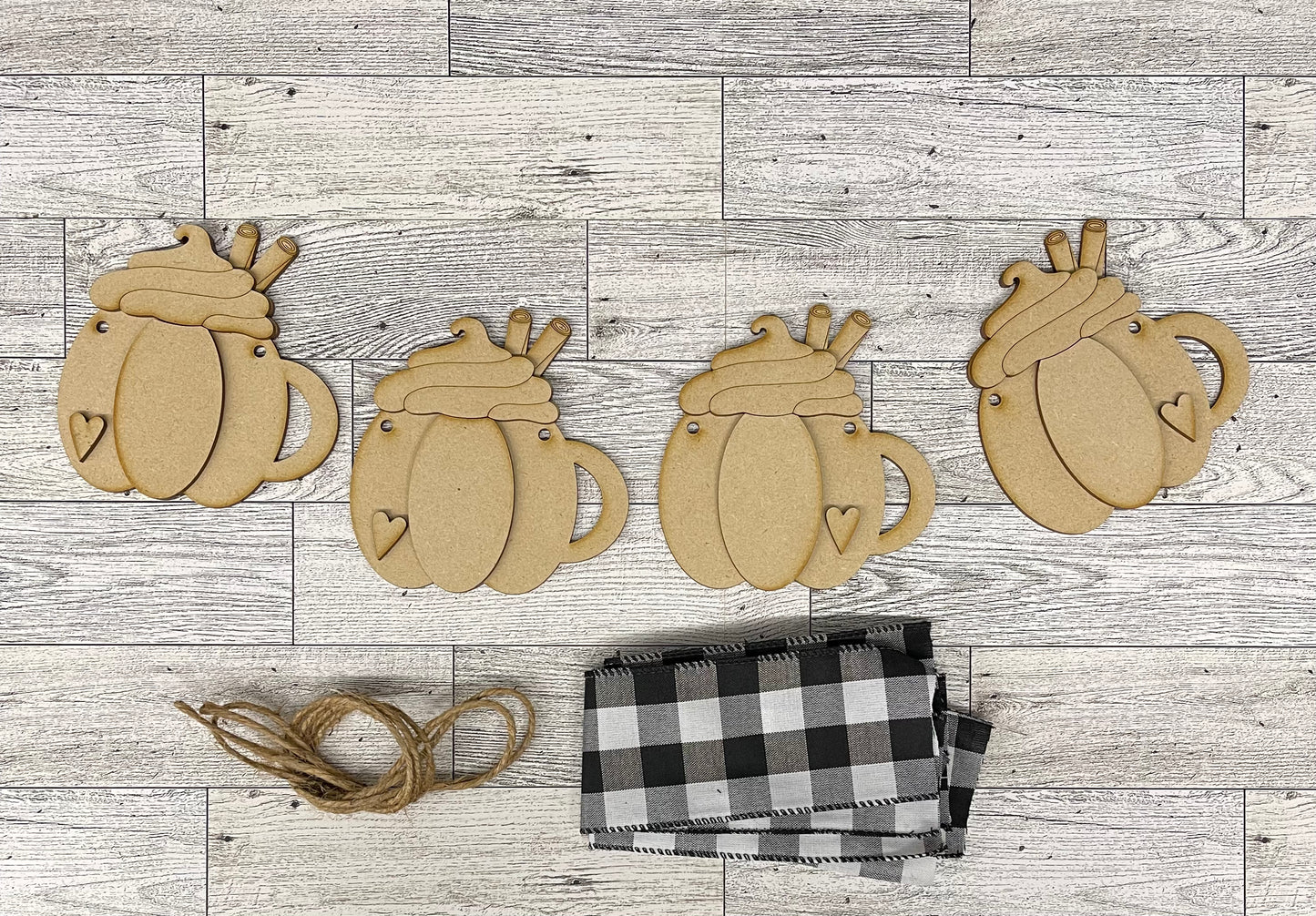 Pumpkin Spice Garland DIY Kit - unpainted wood cutouts