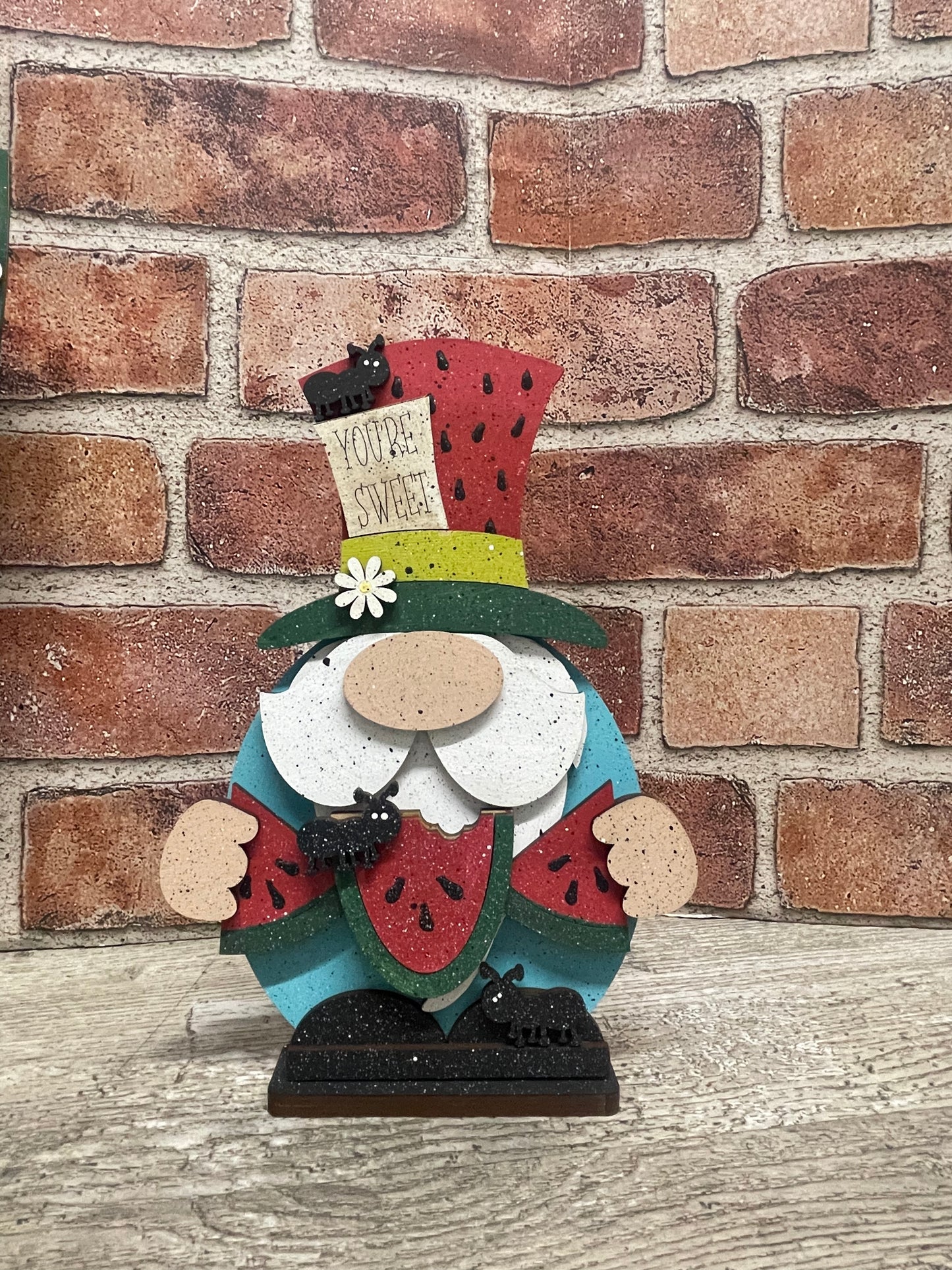 Watermelon Gnome cutouts, unpainted wooden cutout - Qty 1, ready for you to paint