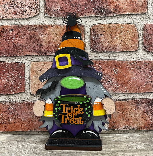 Halloween Witch Gnome cutout, unpainted wooden cutout - Qty 1, ready for you to paint
