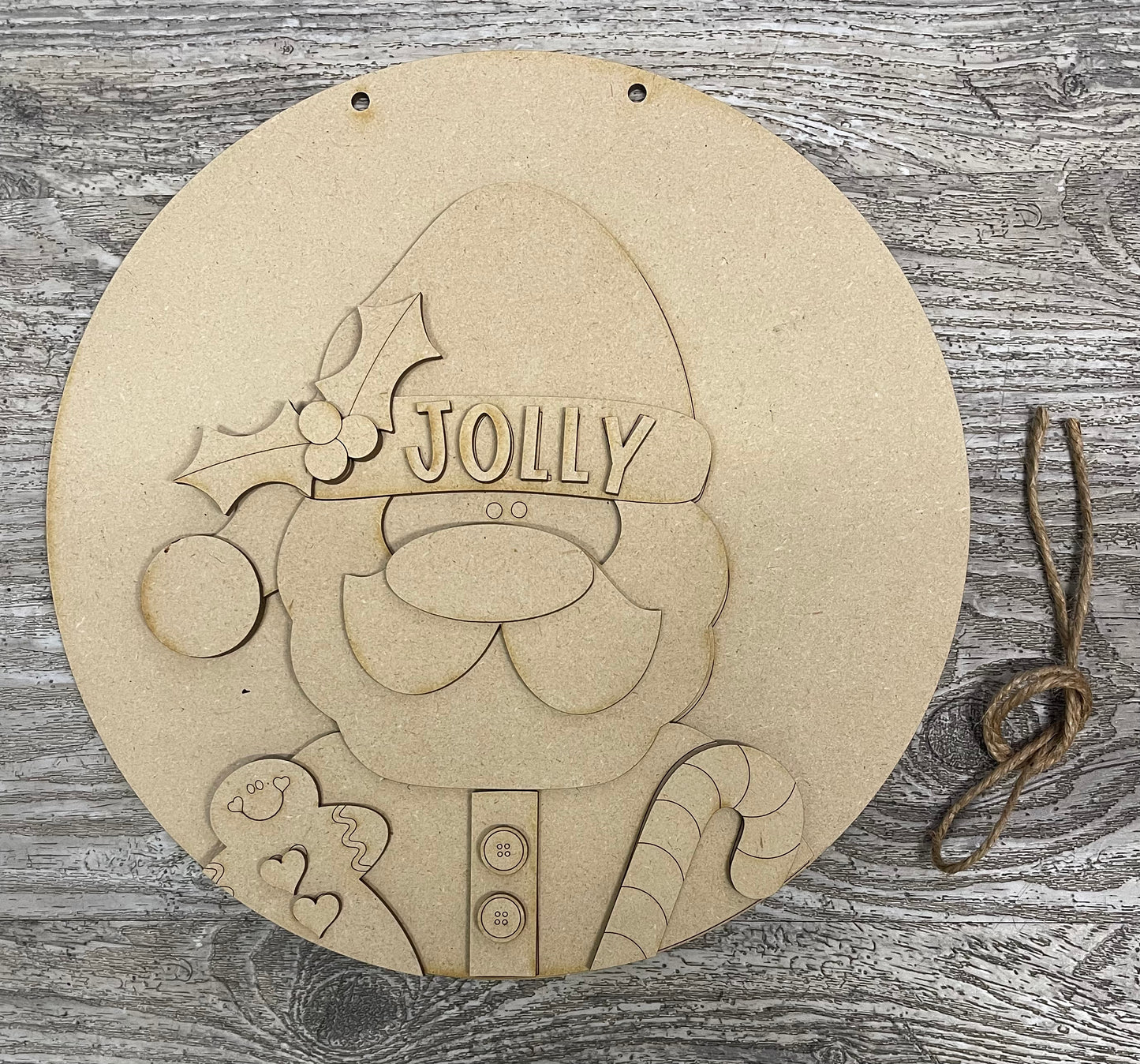 Santa sign kit, unpainted wooden cutouts - ready for you to paint, includes the circle