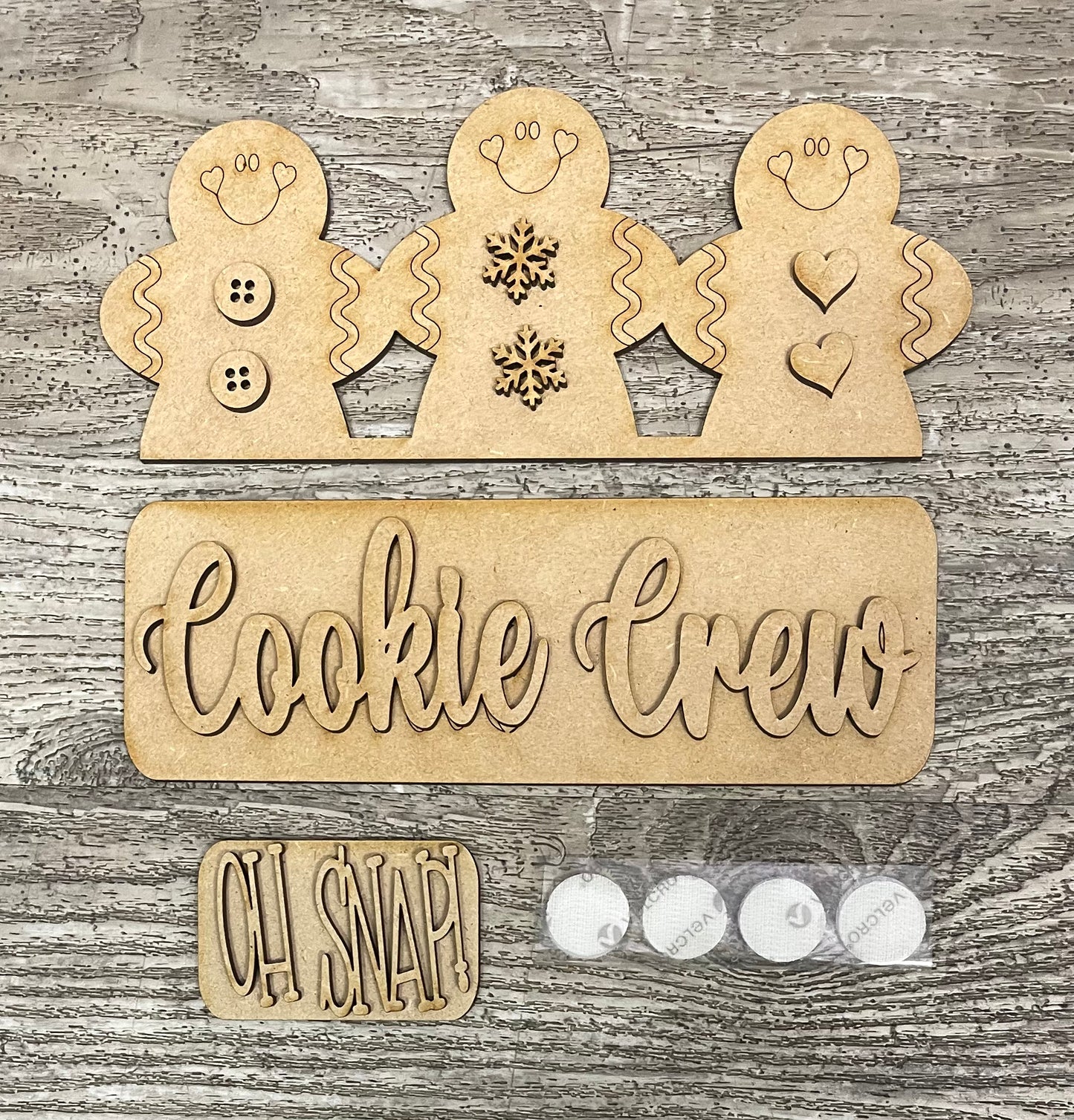 Christmas- Gingerbread Truck insert only, unpainted wood cutouts, ready for you to paint,