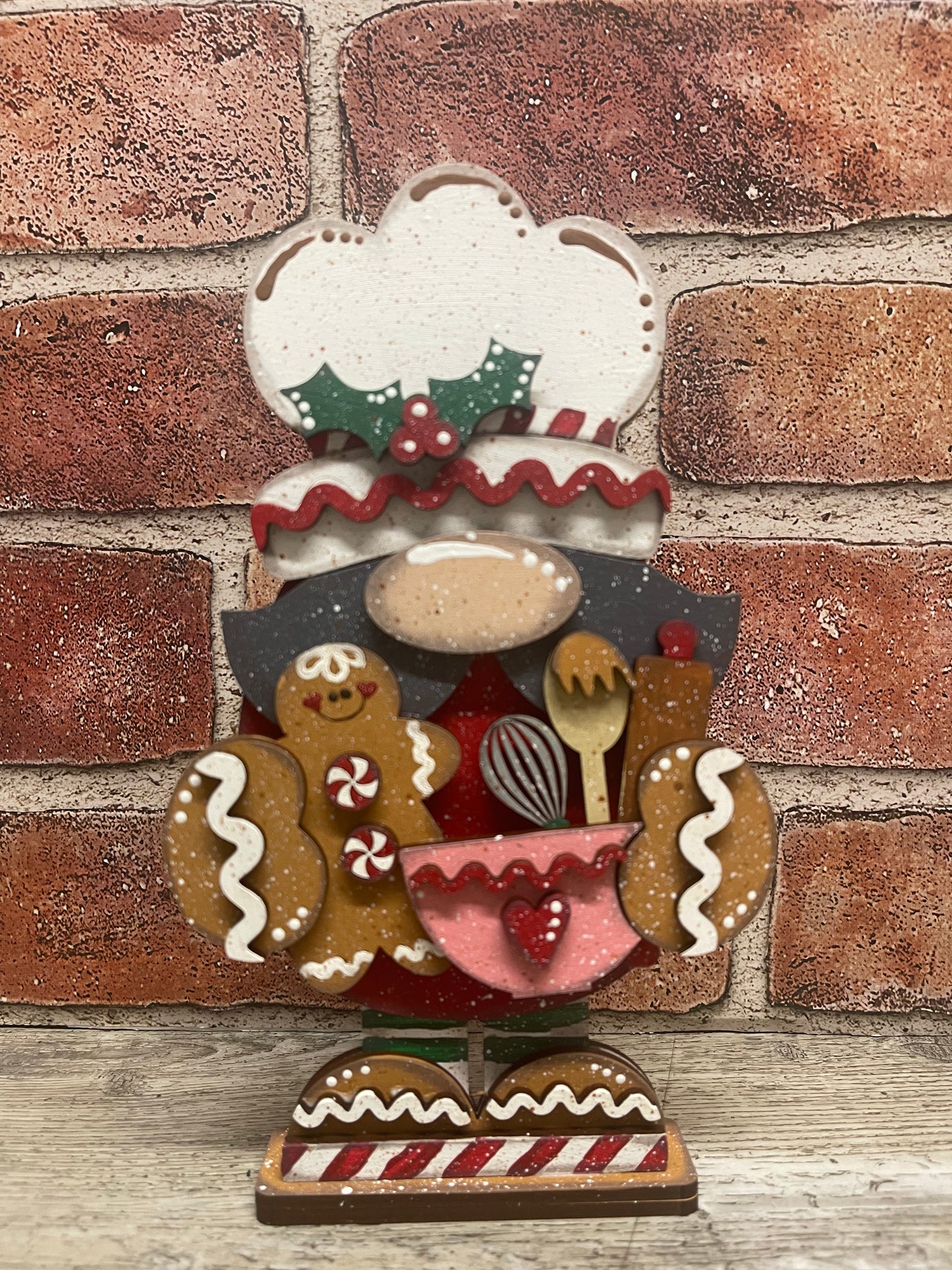 Gingerbread Gnome, 2 sizes, cutout, unpainted wooden cutout, ready for you to paint