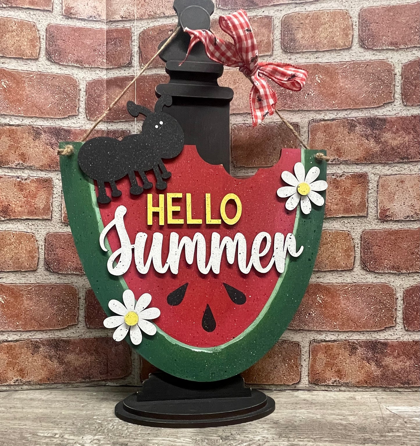 Hello Summer Watermelon sign kit, unpainted wooden cutouts - ready for you to paint, includes the circle