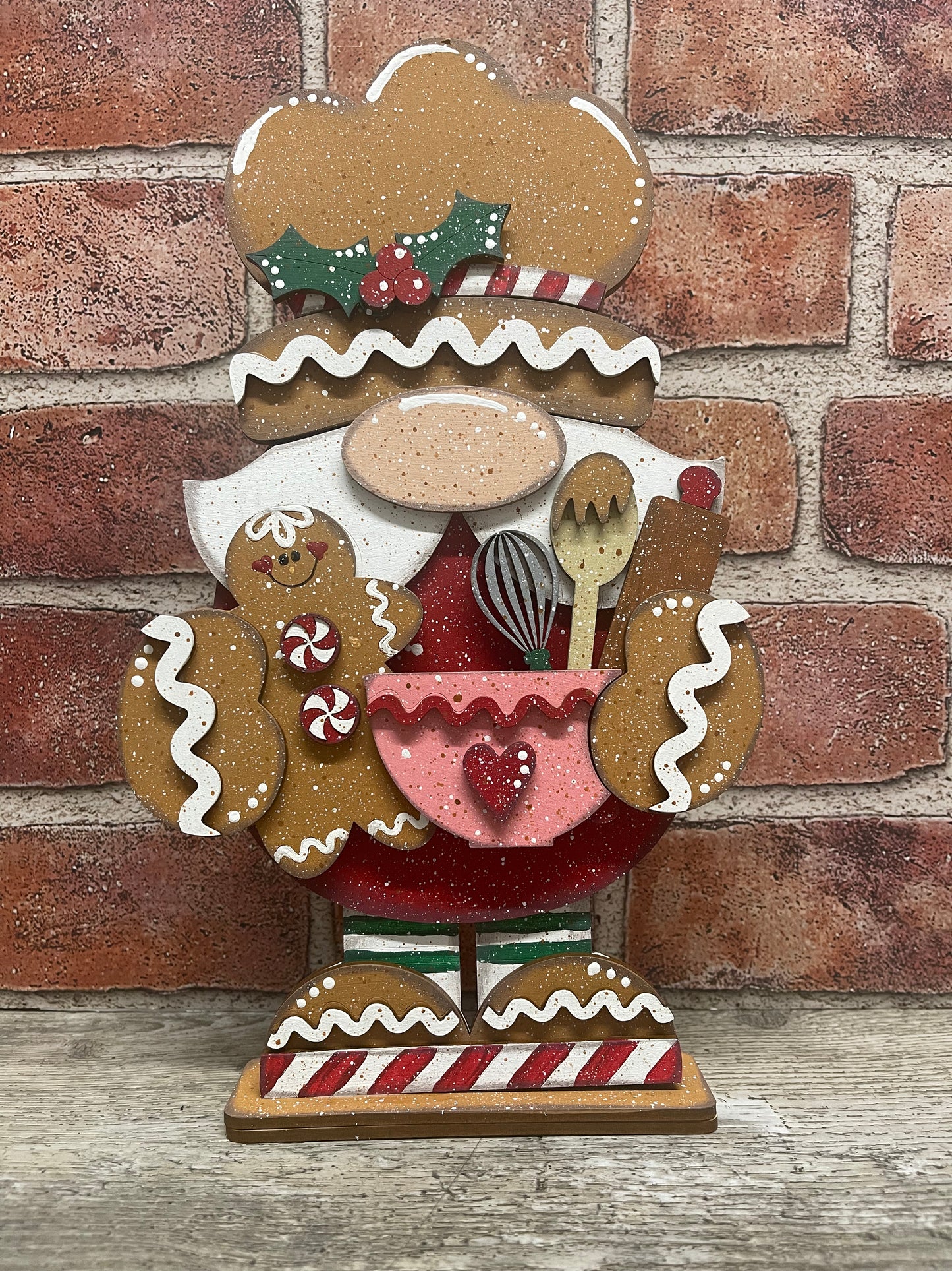 Gingerbread Gnome, 2 sizes, cutout, unpainted wooden cutout, ready for you to paint