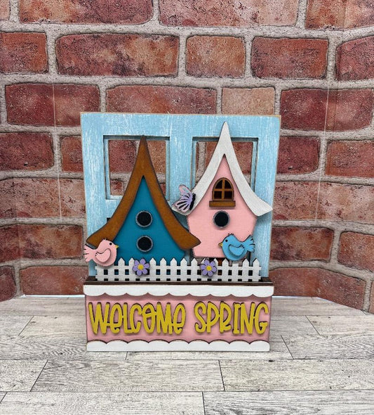 Welcome Spring Insert for Changeable Window Box unpainted wood cutouts, ready for you to paint