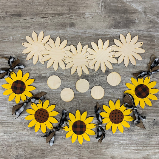 Sunflower cutouts, Unfinished Wooden Sunflowers for Banner