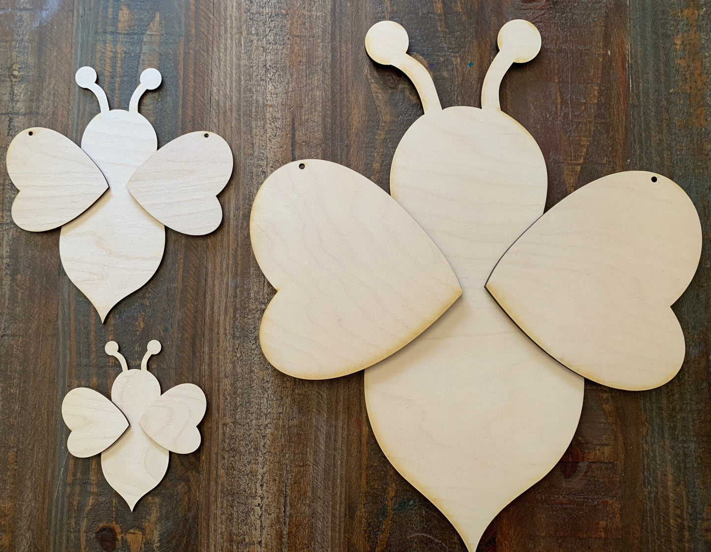 Small or Medium Bee cutouts, Unpainted Wood Cutout