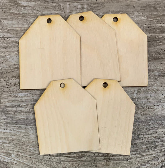 10 blank mini wooden tag cutouts