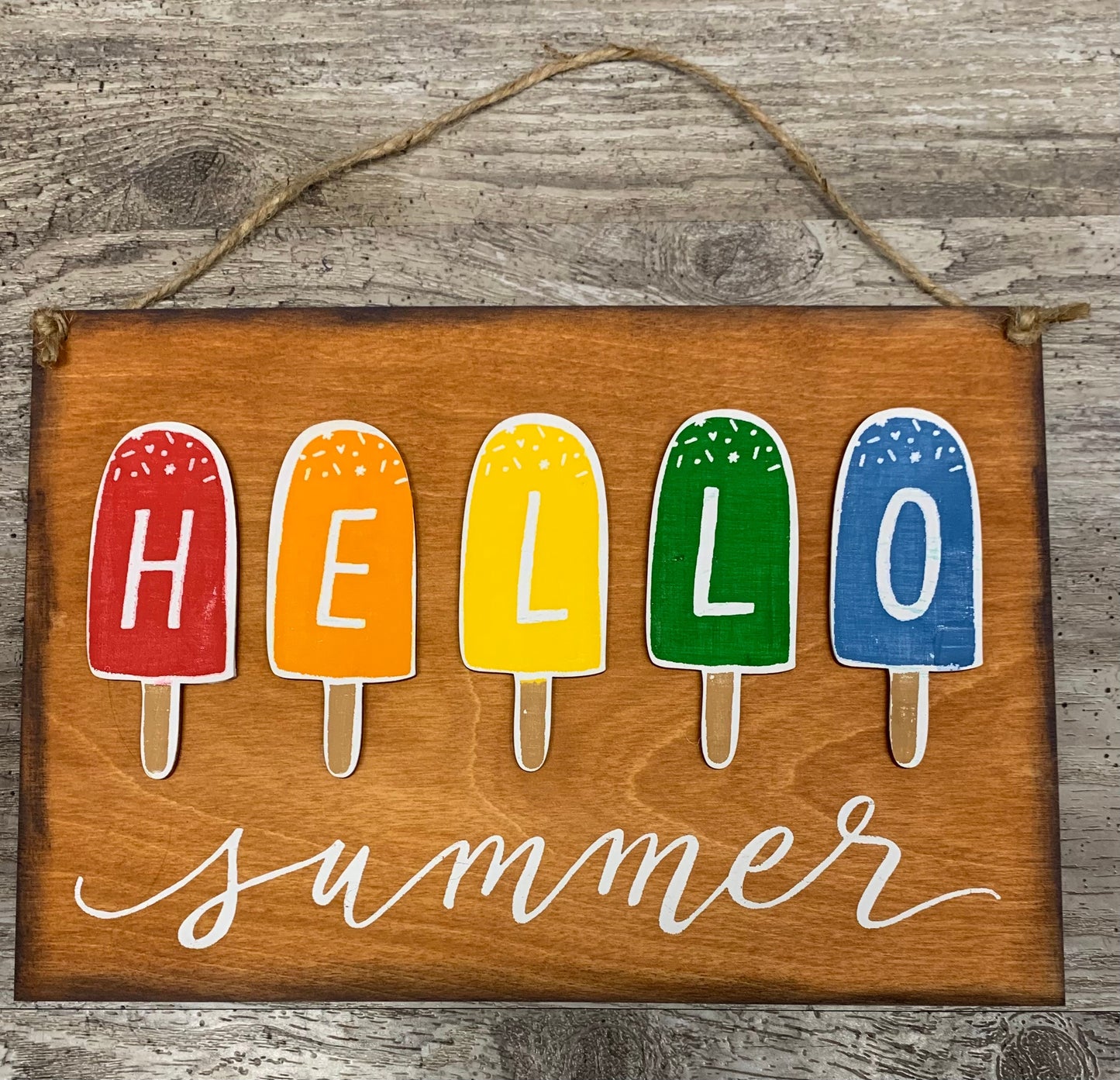 Unpainted wooden sign and 5 popsicles