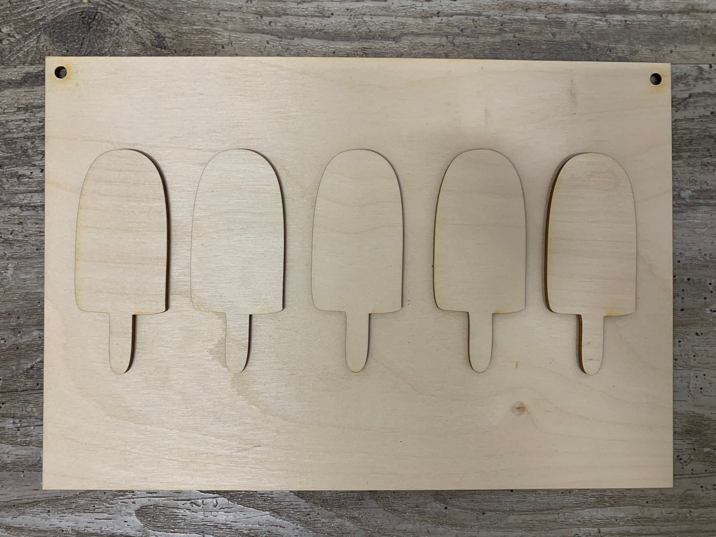 Unpainted wooden sign and 5 popsicles
